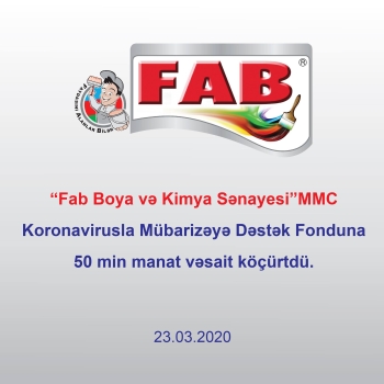 FAB Şirkətlər Qrupu Koronaviriusla Mübarizəyə Dəstək Fonduna vəsait ayırıb